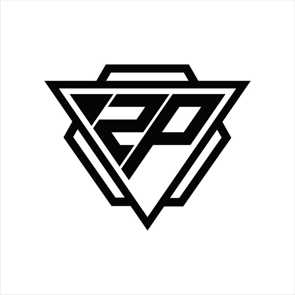 monogramme du logo zp avec modèle triangle et hexagone vecteur