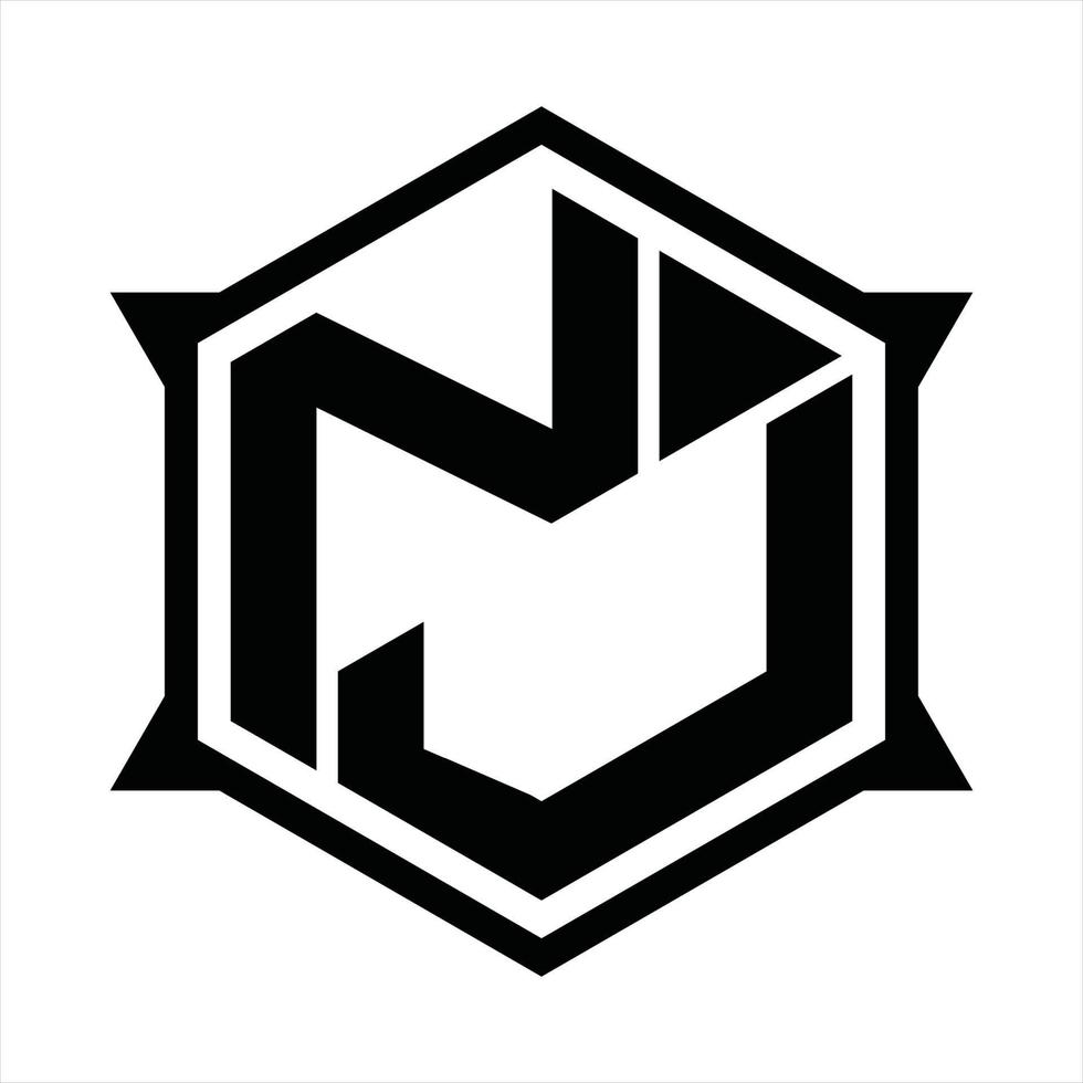 modèle de conception de monogramme logo nj vecteur