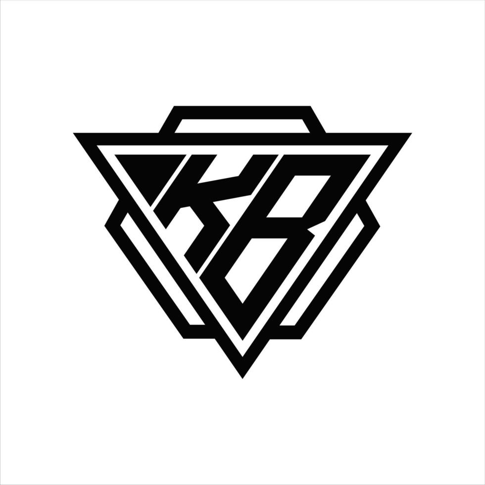 monogramme du logo kb avec modèle triangle et hexagone vecteur