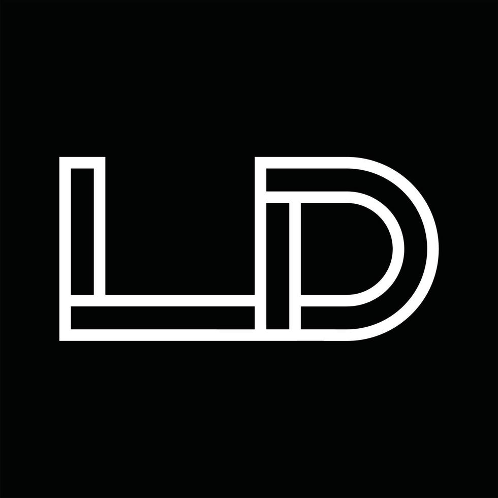 monogramme du logo ld avec espace négatif de style de ligne vecteur