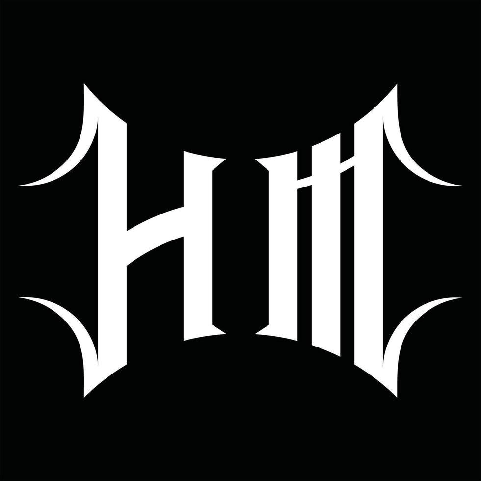 monogramme du logo hm avec modèle de conception de forme abstraite vecteur