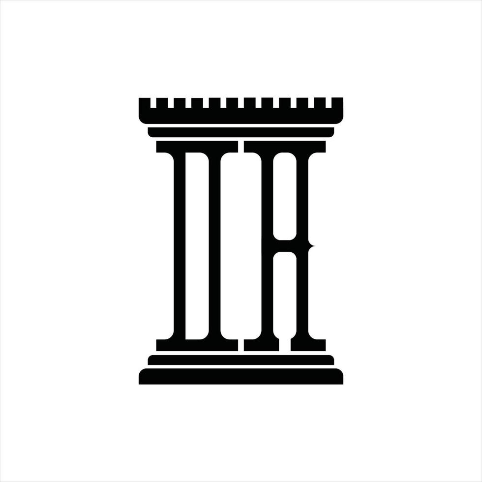 monogramme du logo da avec modèle de conception en forme de pilier vecteur