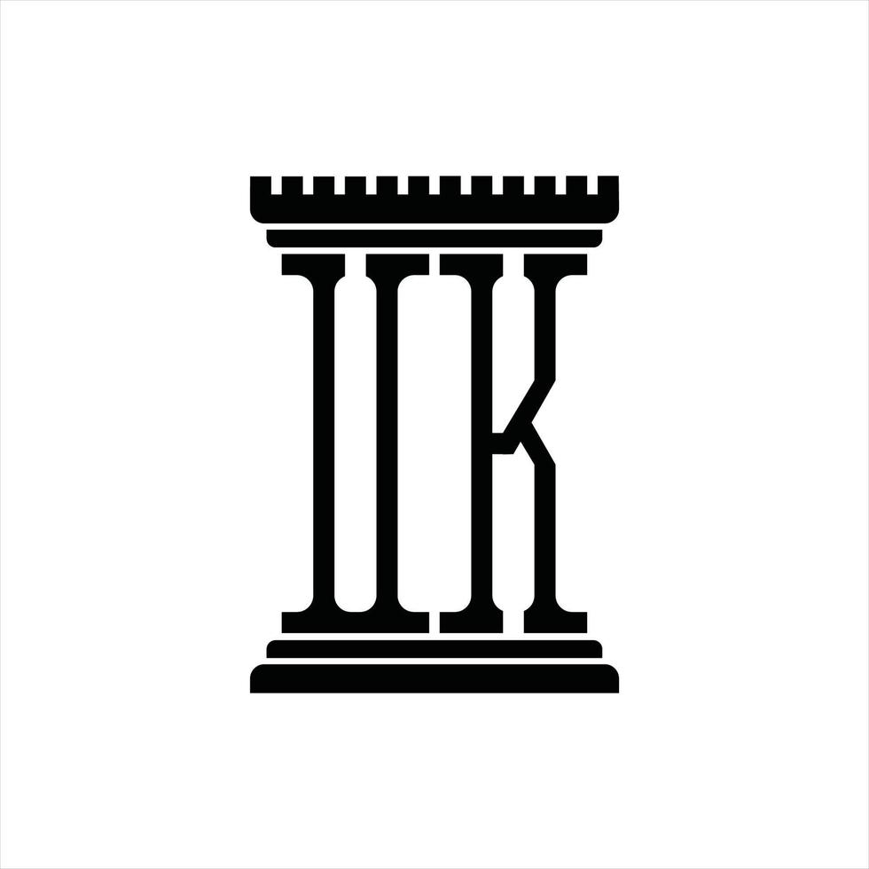 monogramme de logo uk avec modèle de conception de forme de pilier vecteur