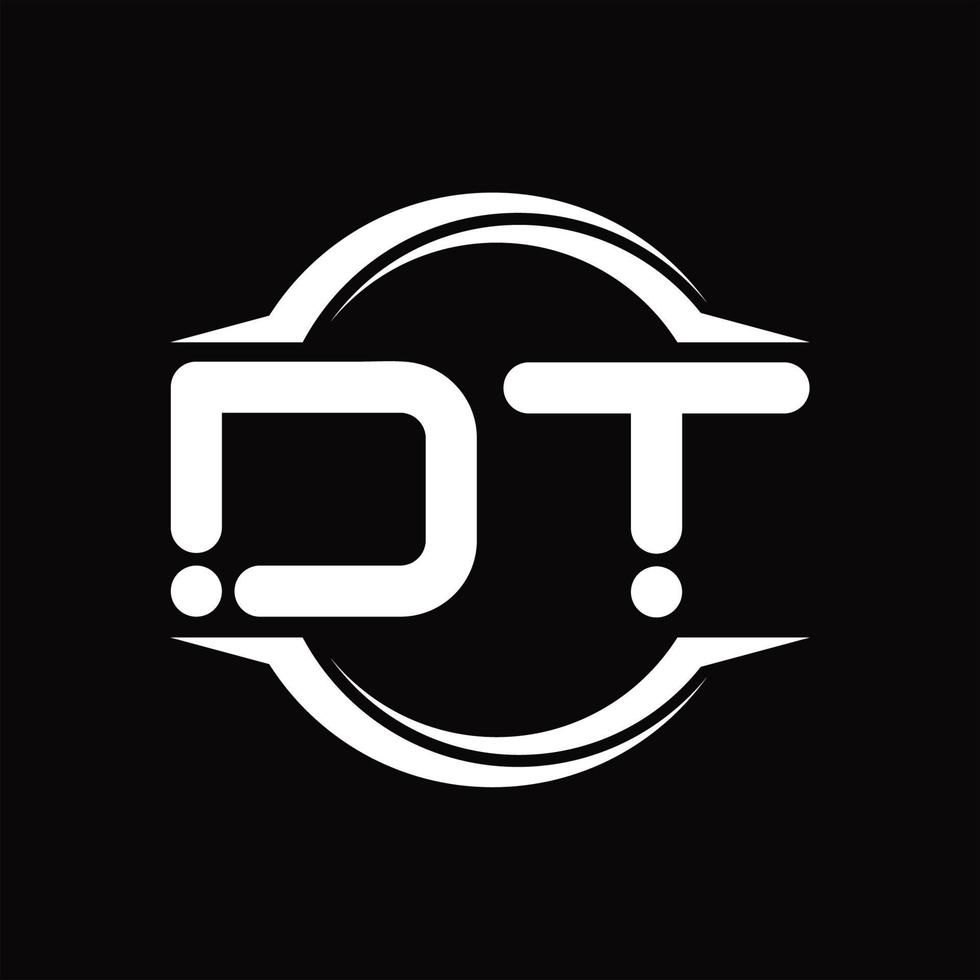 monogramme de logo dt avec modèle de conception de forme de tranche arrondie en cercle vecteur