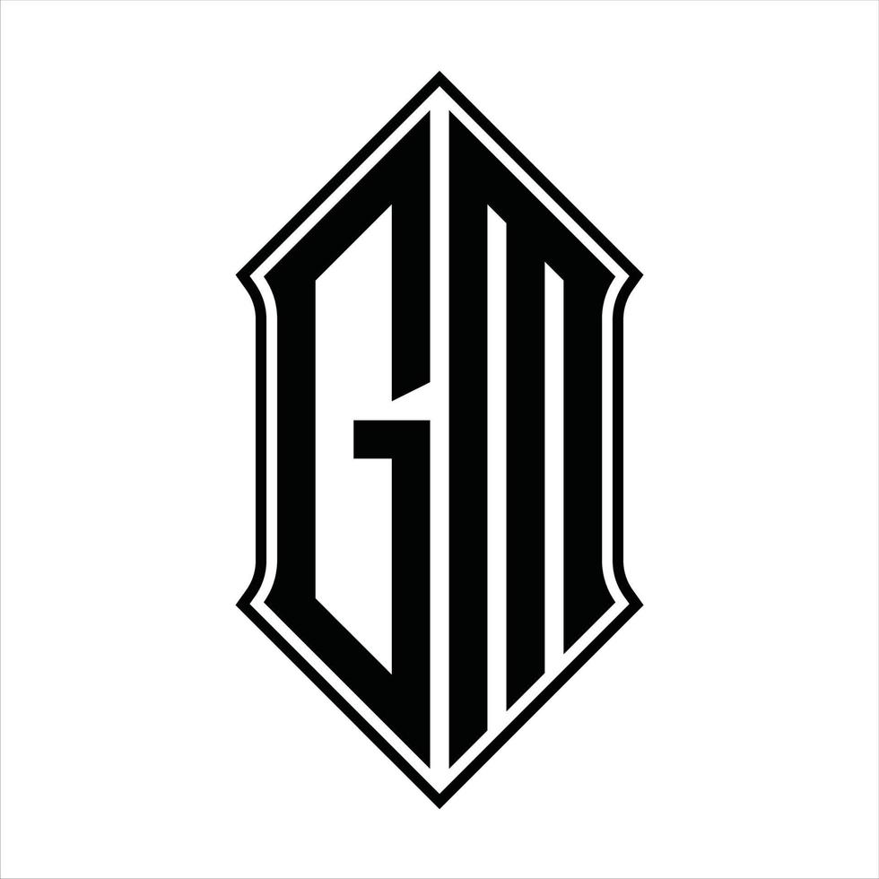 monogramme de logo gm avec forme de bouclier et modèle de conception de contour icône vectorielle abstraite vecteur
