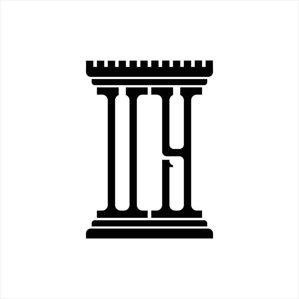 monogramme du logo uy avec modèle de conception en forme de pilier vecteur