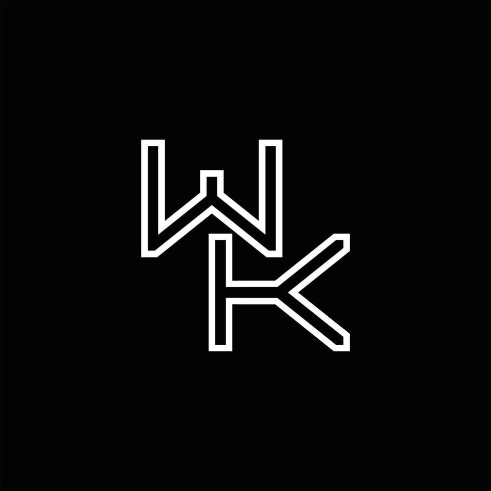 monogramme de logo wk avec modèle de conception de style de ligne vecteur