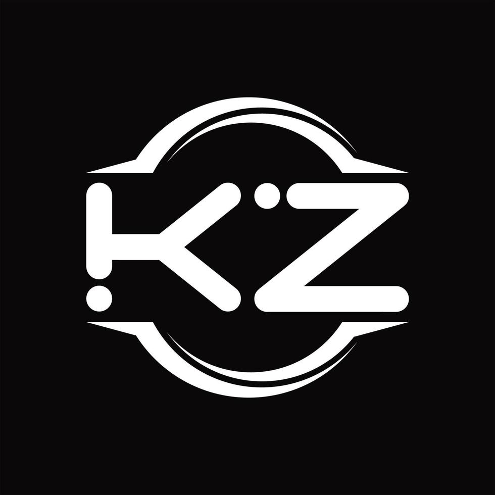 monogramme de logo kz avec modèle de conception de forme de tranche arrondie en cercle vecteur