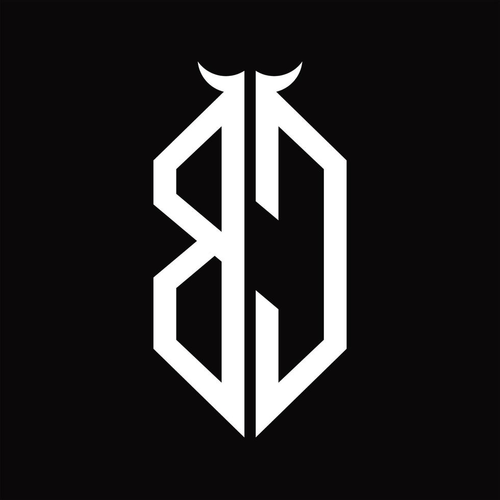 monogramme du logo bc avec modèle de conception noir et blanc isolé en forme de corne vecteur