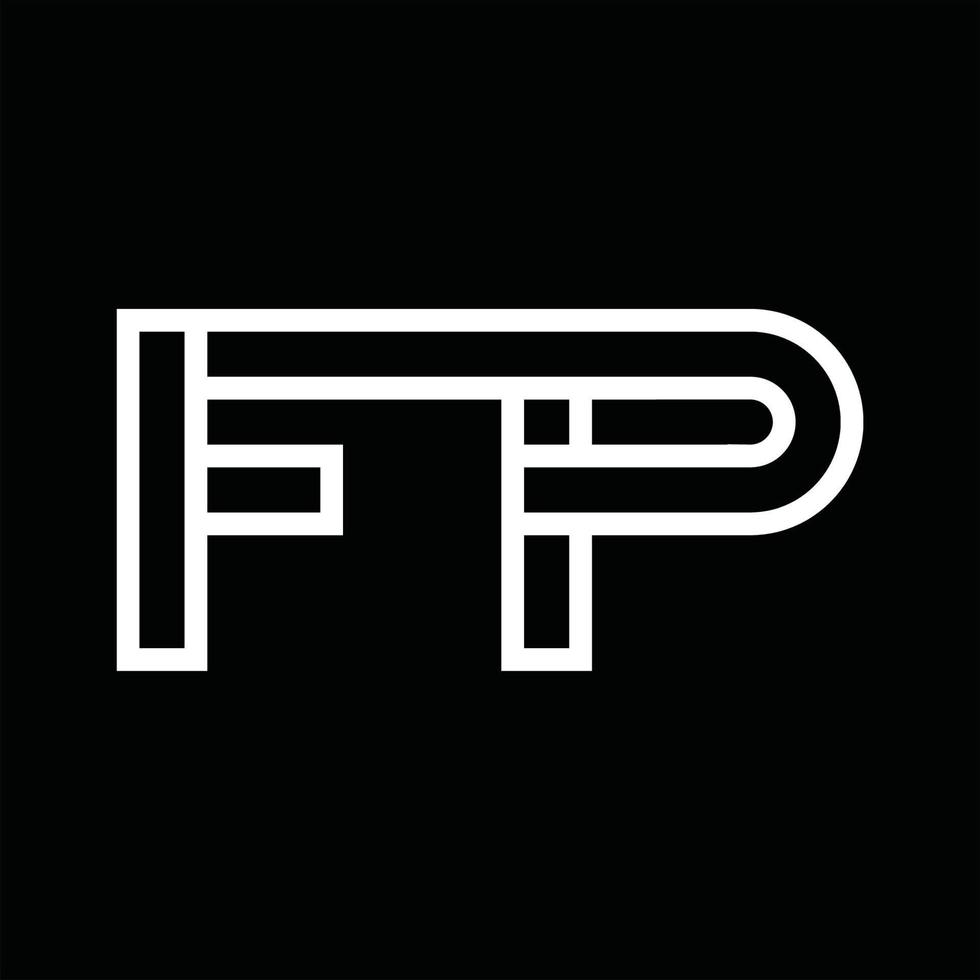 monogramme du logo fp avec espace négatif de style de ligne vecteur