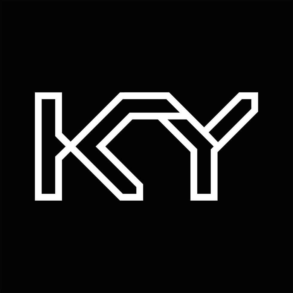 monogramme du logo ky avec espace négatif de style de ligne vecteur