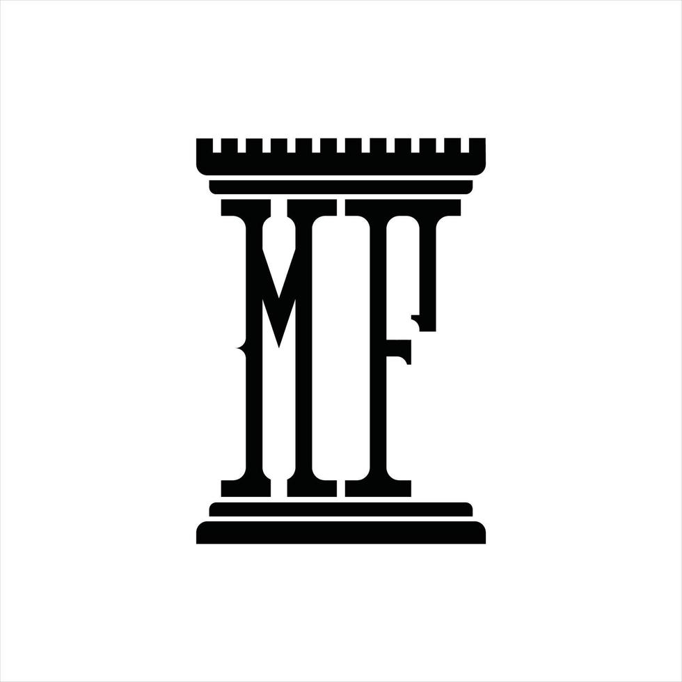 monogramme de logo mf avec modèle de conception en forme de pilier vecteur