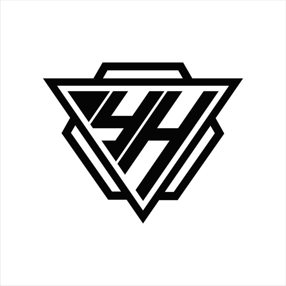 monogramme du logo yh avec modèle triangle et hexagone vecteur