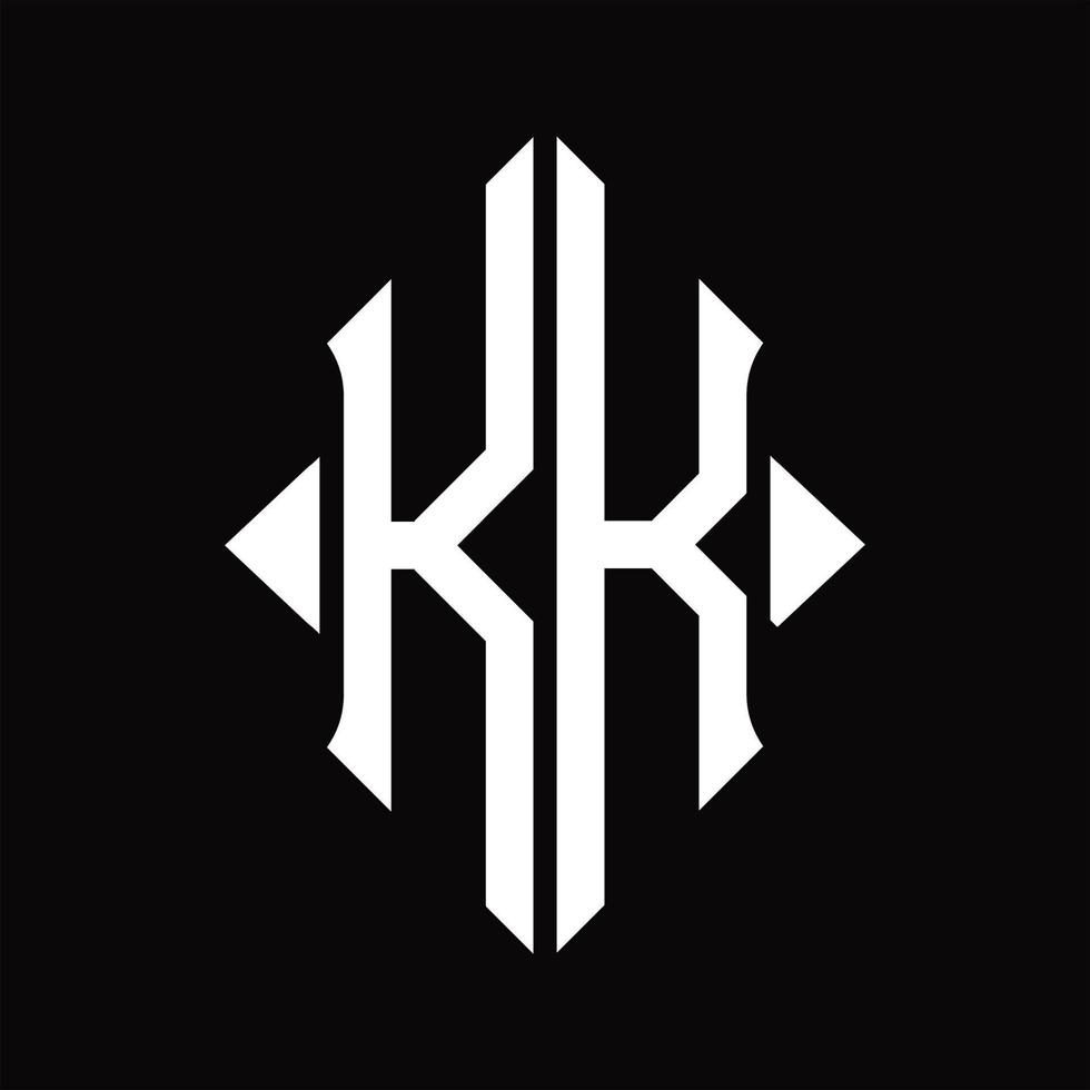 monogramme de logo kk avec modèle de conception isolé en forme de bouclier vecteur