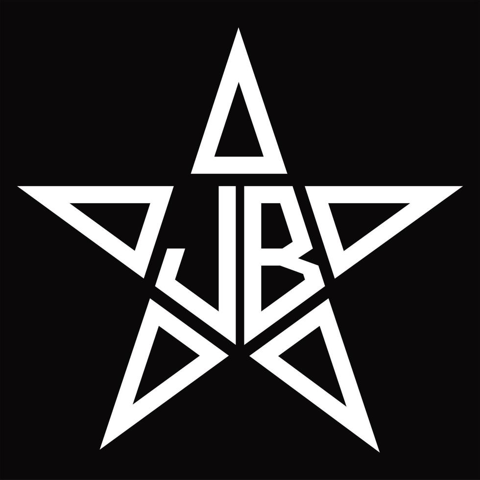 monogramme de logo jb avec modèle de conception en forme d'étoile vecteur