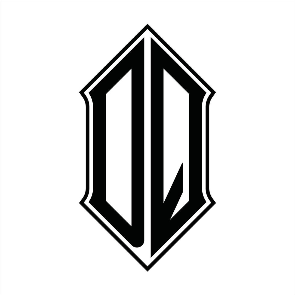 monogramme du logo dq avec forme de bouclier et résumé de l'icône vectorielle du modèle de conception de contour vecteur