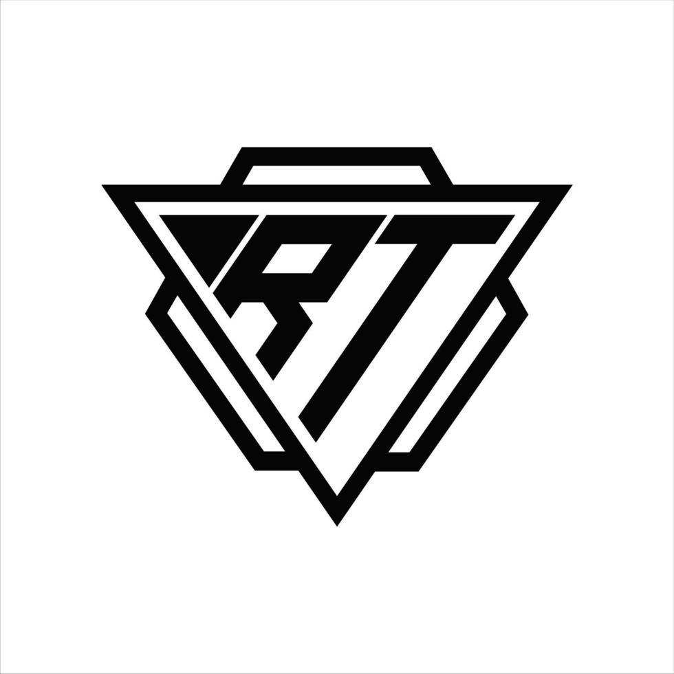 monogramme du logo rt avec modèle triangle et hexagone vecteur