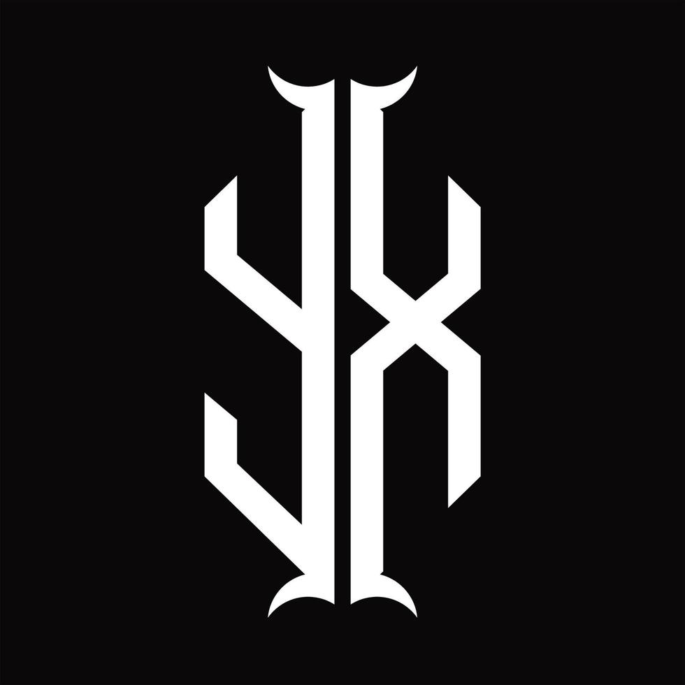 monogramme du logo yx avec modèle de conception en forme de corne vecteur