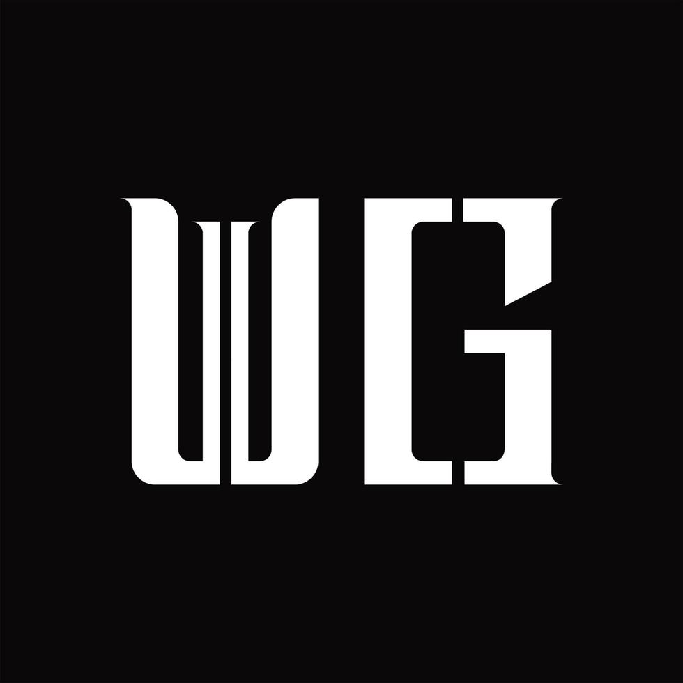 monogramme de logo wg avec modèle de conception de tranche moyenne vecteur