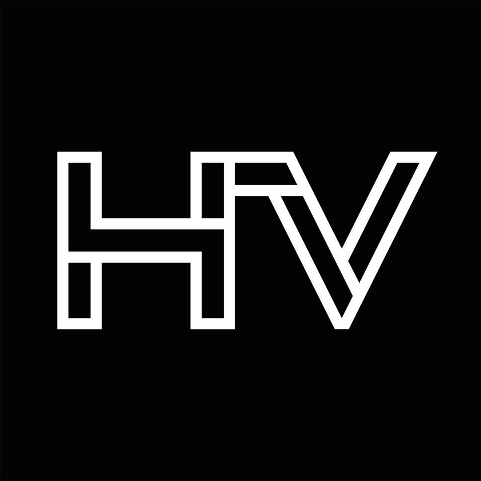 monogramme du logo hv avec espace négatif de style de ligne vecteur
