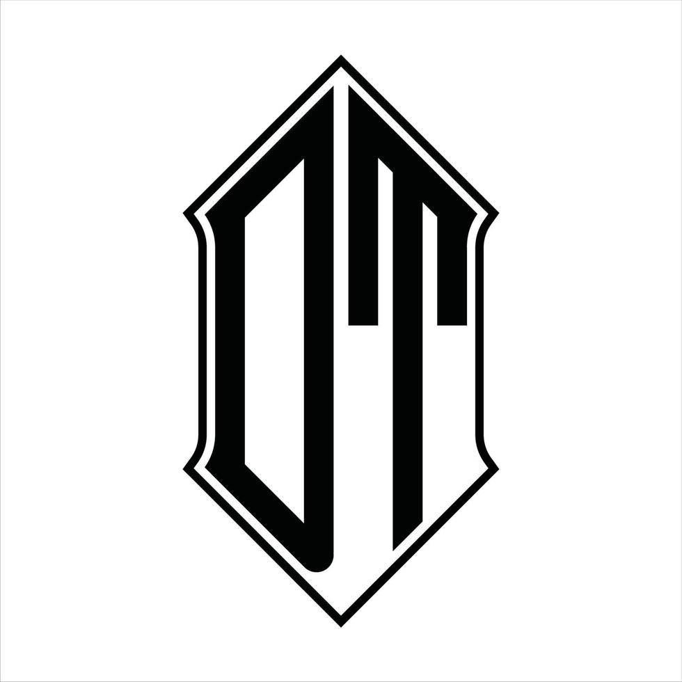 monogramme de logo dt avec forme de bouclier et modèle de conception de contour icône vectorielle abstraite vecteur