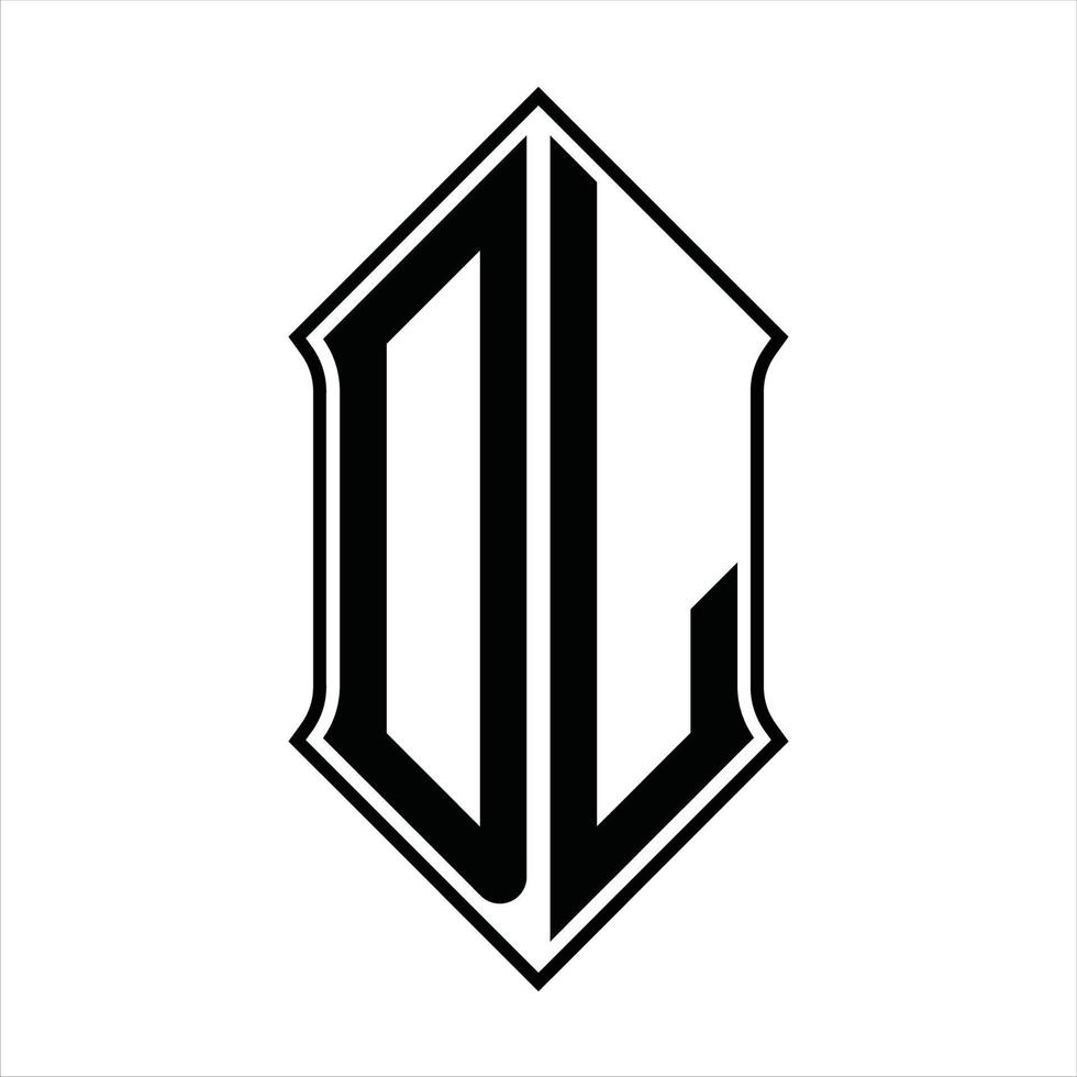 monogramme de logo dl avec forme de bouclier et modèle de conception de contour icône vectorielle abstraite vecteur