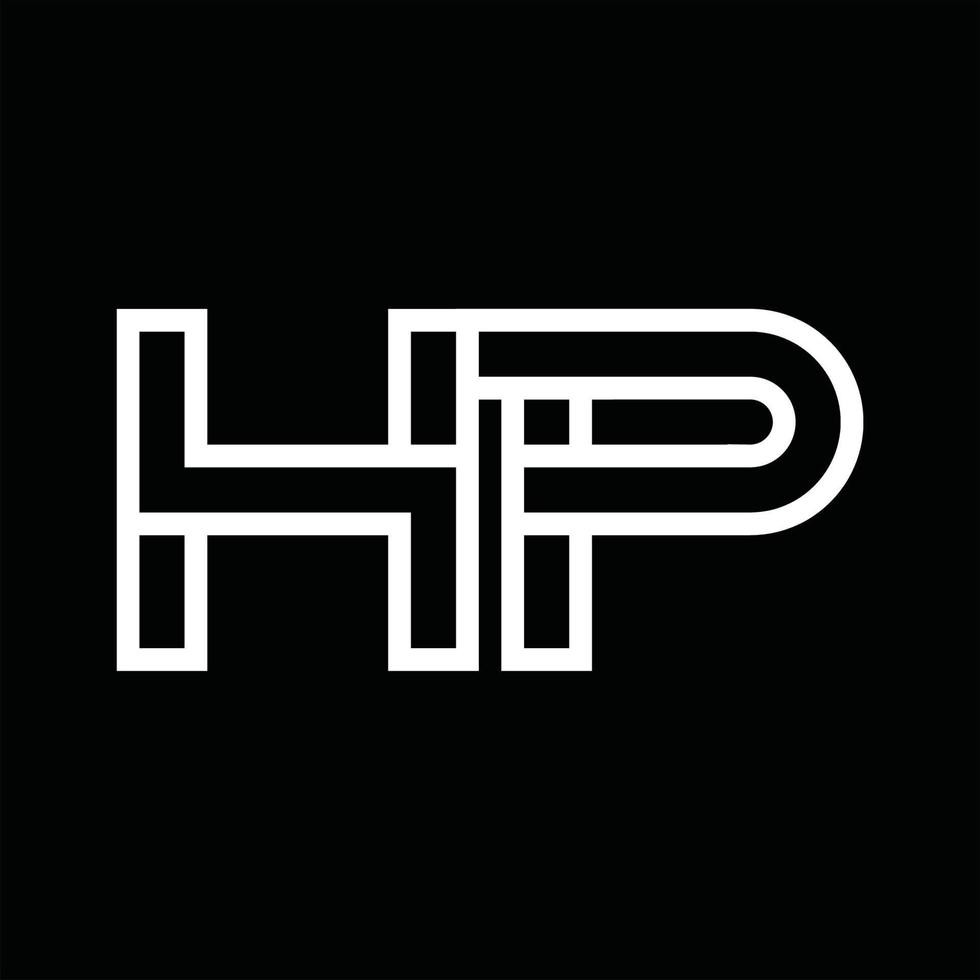 monogramme du logo hp avec espace négatif de style de ligne vecteur
