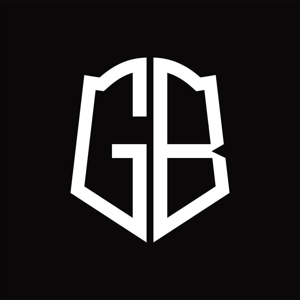 monogramme du logo gb avec modèle de conception de ruban en forme de bouclier vecteur