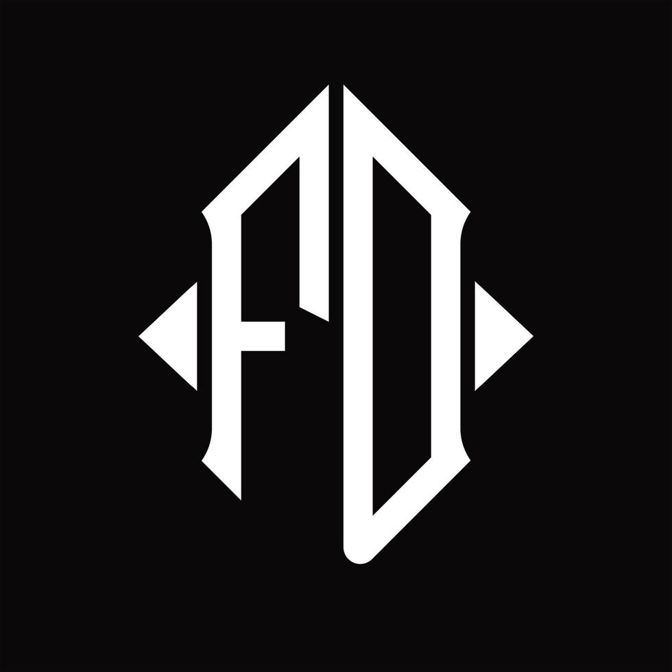 monogramme du logo fd avec modèle de conception isolé en forme de bouclier vecteur