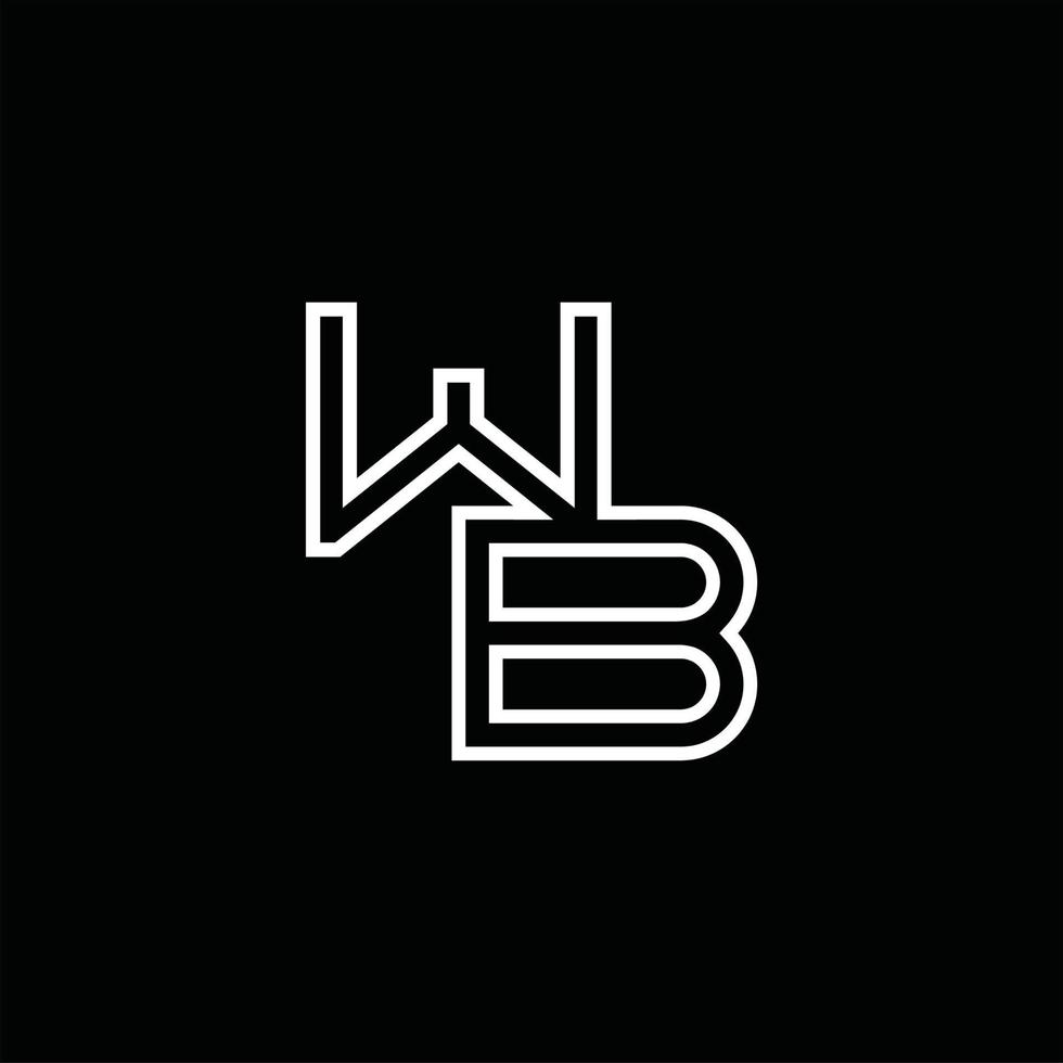 monogramme de logo wb avec modèle de conception de style de ligne vecteur