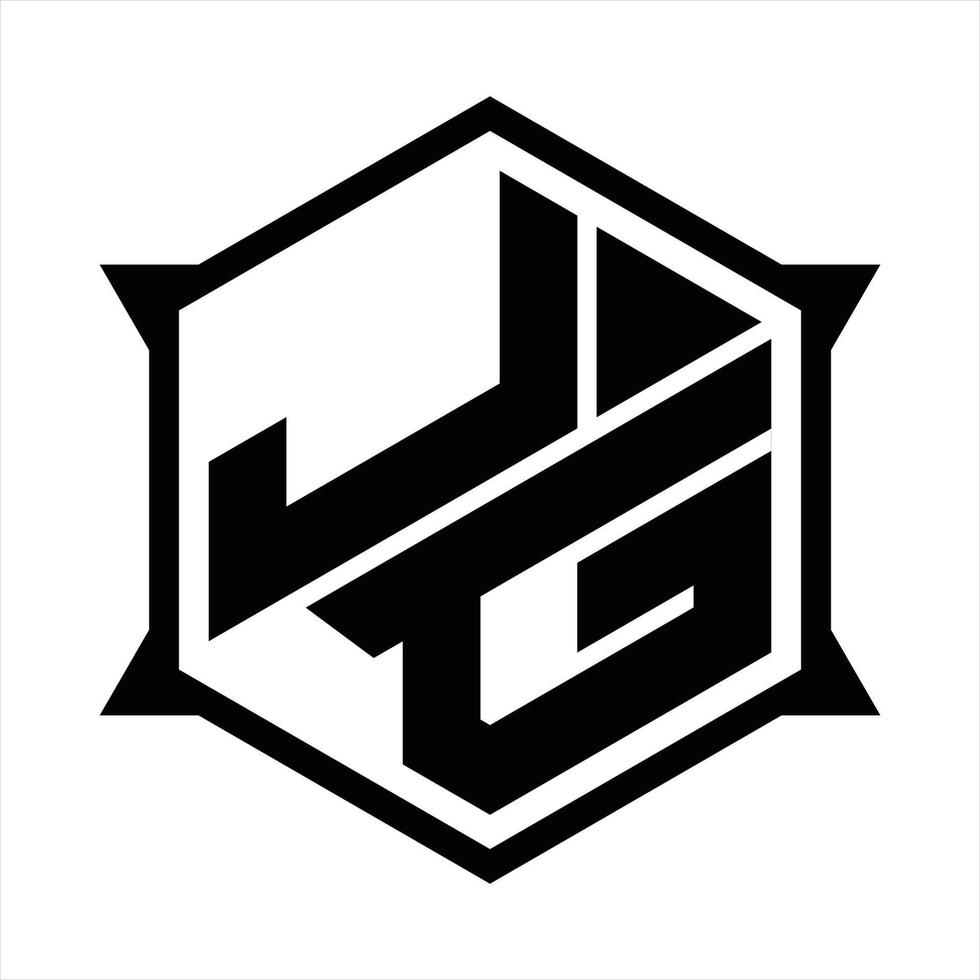 modèle de conception de monogramme logo jg vecteur