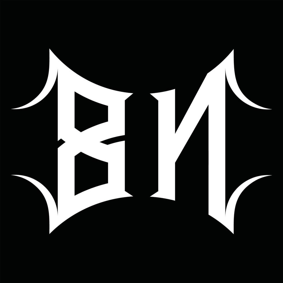 monogramme du logo bn avec modèle de conception de forme abstraite vecteur