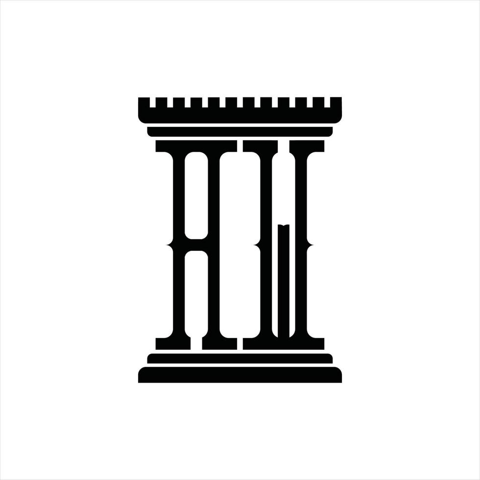 monogramme de logo aw avec modèle de conception de forme de pilier vecteur