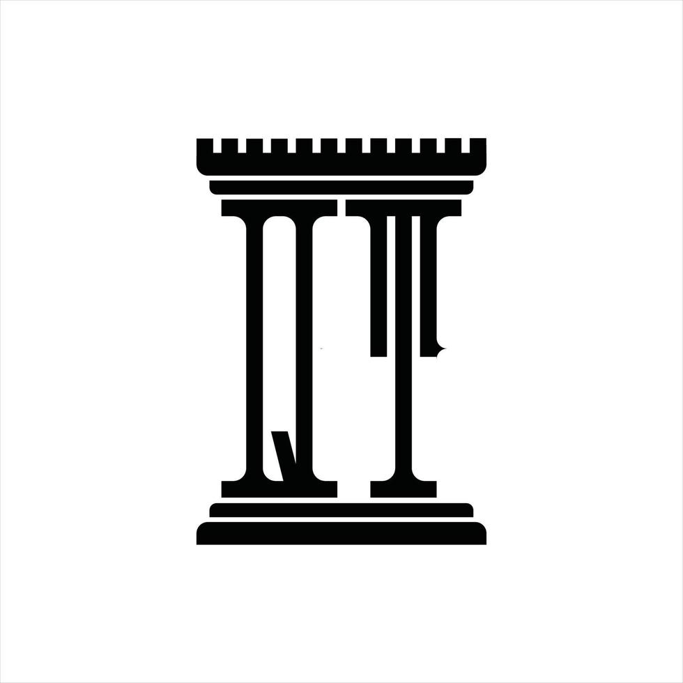 monogramme du logo qt avec modèle de conception en forme de pilier vecteur