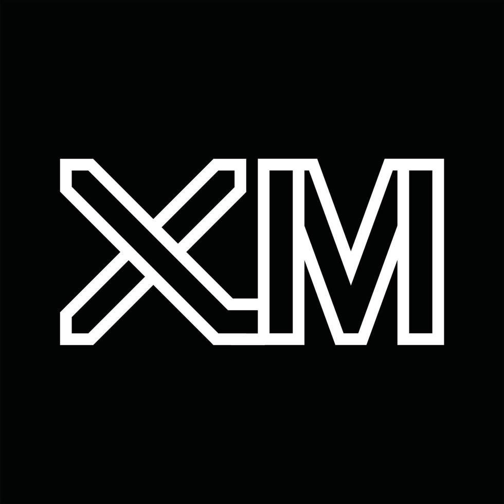monogramme du logo xm avec espace négatif de style de ligne vecteur