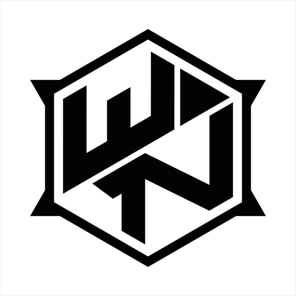 modèle de conception de monogramme de logo wn vecteur