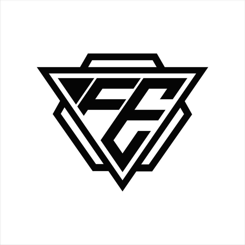 monogramme du logo fe avec modèle triangle et hexagone vecteur