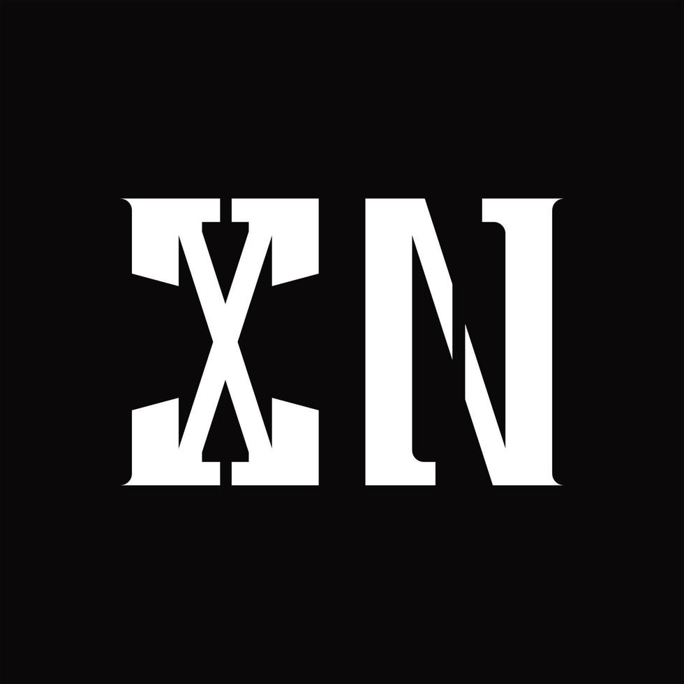 monogramme de logo xn avec modèle de conception de tranche moyenne vecteur