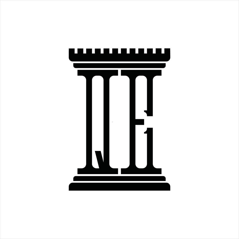 monogramme du logo qe avec modèle de conception en forme de pilier vecteur