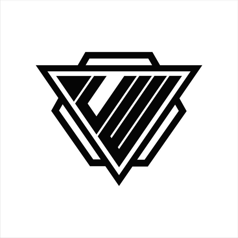 monogramme de logo uw avec modèle triangle et hexagone vecteur