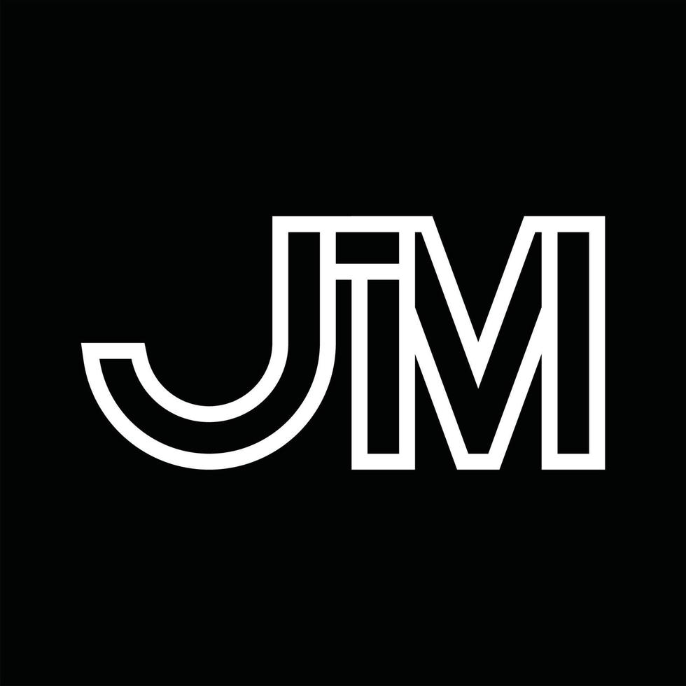monogramme du logo jm avec espace négatif de style de ligne vecteur