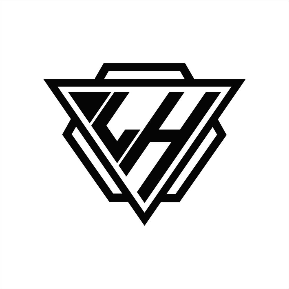 monogramme logo lh avec modèle triangle et hexagone vecteur