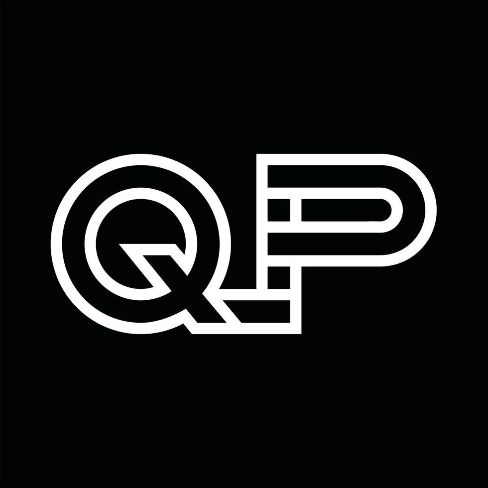 monogramme du logo qp avec espace négatif de style de ligne vecteur