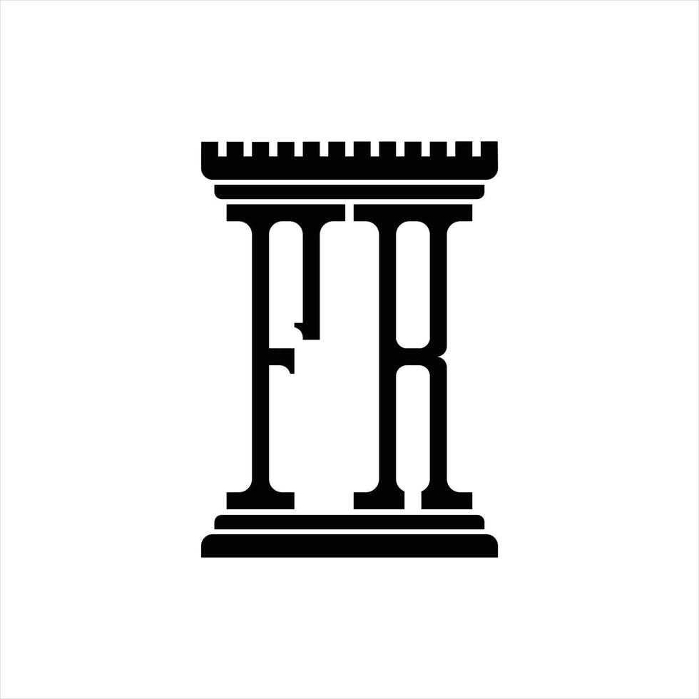 monogramme du logo fr avec modèle de conception en forme de pilier vecteur