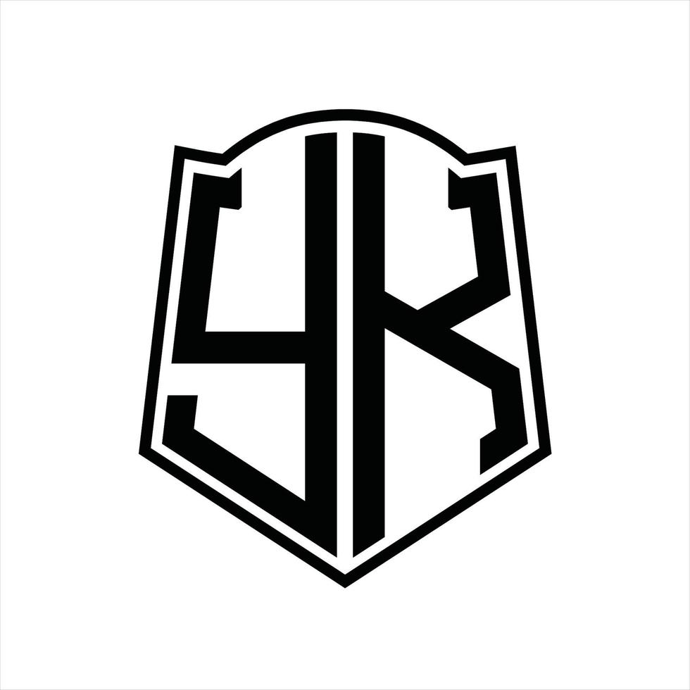 monogramme du logo yk avec modèle de conception de contour en forme de bouclier vecteur