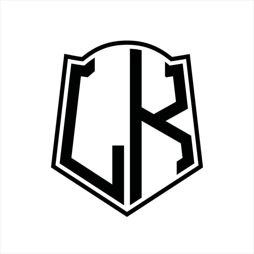 monogramme du logo lk avec modèle de conception de contour en forme de bouclier vecteur