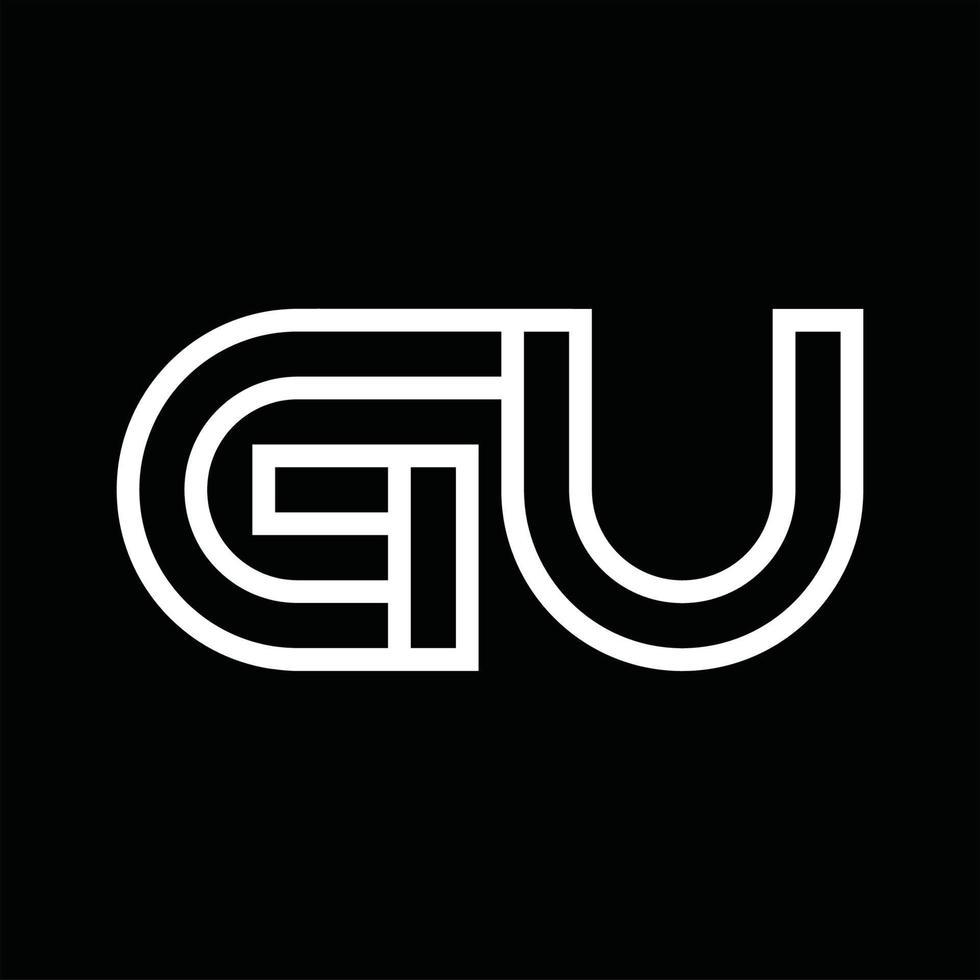 monogramme du logo gu avec espace négatif de style de ligne vecteur