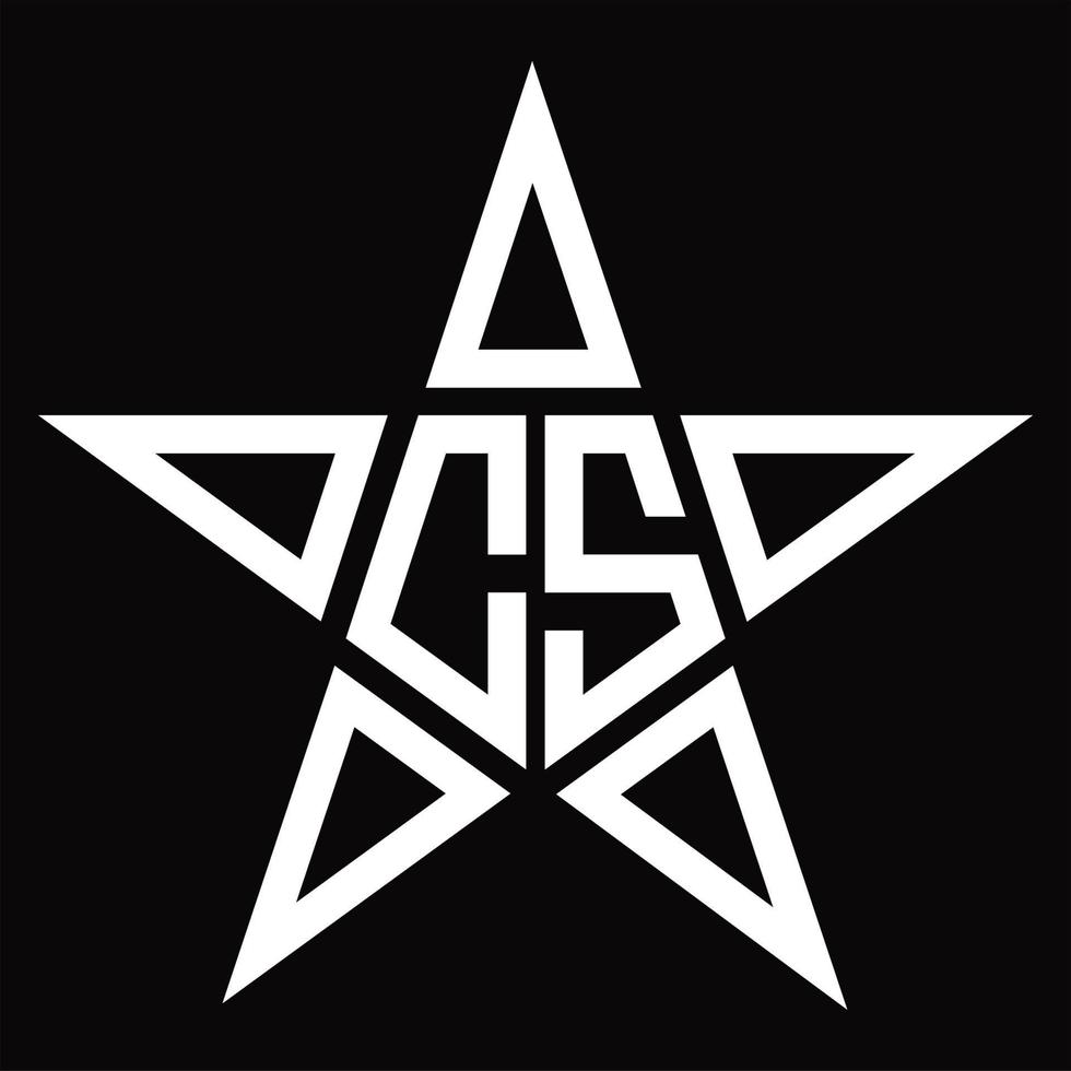 monogramme de logo cs avec modèle de conception en forme d'étoile vecteur