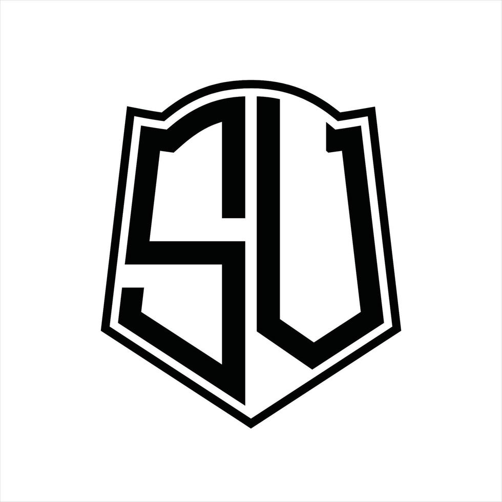 monogramme du logo sv avec modèle de conception de contour en forme de bouclier vecteur