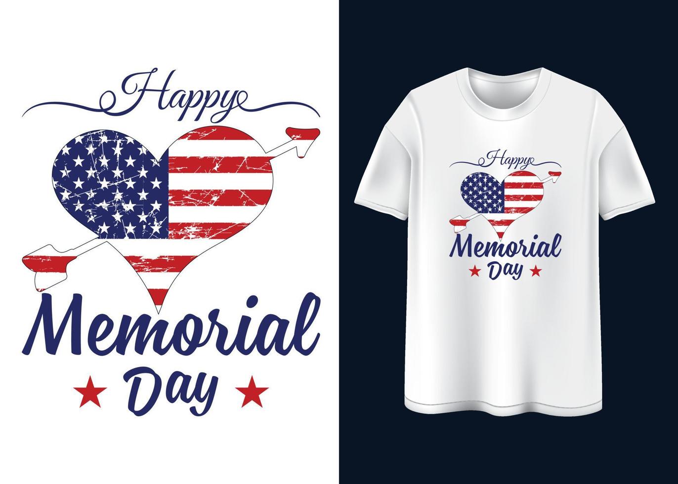 conception de t-shirt typographie happy memorial day vecteur